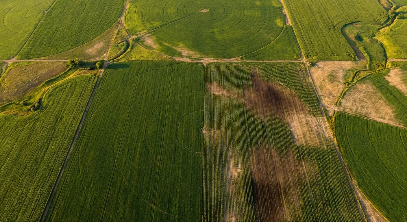 Aerial view of agricultural fields
